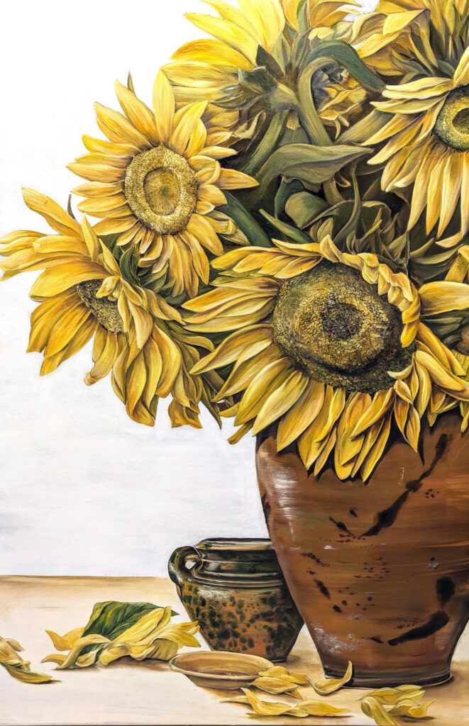 Sonnenblumen in Kröninger Krug | 120cm x 80cm | 1600.-€